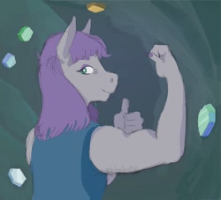 Size: 1280x1160 | Tagged: safe, artist:goldenleaf36, maud pie, anthro, earth pony, flexing, smiling, solo, thumbs up