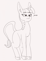 Size: 1280x1692 | Tagged: safe, artist:pabbley, twilight sparkle, elf, 30 minute art challenge, cloven hooves, elf ears, leonine tail, solo