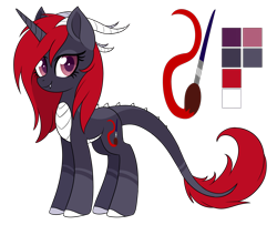 Size: 2865x2327 | Tagged: safe, artist:scarlet-spectrum, oc, oc only, oc:scarlet spectrum, dracony, hybrid, pony, cutie mark background, female, looking at you, mare, reference sheet, simple background, smiling, solo, transparent background