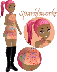 Size: 1024x1294 | Tagged: safe, artist:octosexbang, sparkleworks, human, g3, 3d, dark skin, g3betes, humanized, mmd, simple background, solo, transparent background