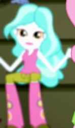 Size: 276x465 | Tagged: safe, screencap, paisley, eqg summertime shorts, equestria girls, steps of pep, cropped