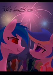 Size: 1489x2100 | Tagged: safe, artist:l8lhh8086, oc, oc only, pony, clothes, female, fireworks, male, mare, oc x oc, shipping, stallion, straight, unnamed oc