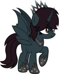 Size: 1280x1610 | Tagged: safe, artist:fletcherthehuntress, oc, oc only, oc:raevyn nekrosis, alicorn, bat pony, bat pony alicorn, pony, alicorn oc, crown, female, jewelry, mare, regalia, simple background, solo, transparent background, vector