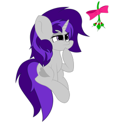 Size: 1500x1500 | Tagged: safe, artist:vinylvortex, oc, oc only, oc:pipsicle, unicorn, female, holly, holly mistaken for mistletoe, simple background, thinking, transparent background, vector