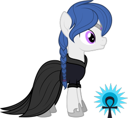 Size: 2471x2279 | Tagged: safe, artist:jitterbases, oc, oc only, oc:azurite, earth pony, pony, braid, clothes, dress, female, high res, mare, offspring, parent:king sombra, parent:princess celestia, parents:celestibra, simple background, solo, transparent background