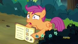 Size: 1920x1080 | Tagged: safe, screencap, scootaloo, pony, campfire tales, book, solo