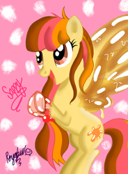 Size: 2735x3715 | Tagged: safe, artist:darkest-lunar-flower, oc, oc only, oc:sappy, goo pony, original species, pony, bone, open mouth, smiling, solo, spread wings