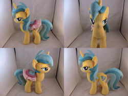 Size: 1597x1199 | Tagged: safe, artist:little-broy-peep, lemony gem, irl, photo, plushie, saddle, solo, tack