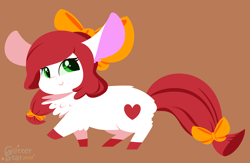 Size: 6568x4288 | Tagged: safe, artist:glitterstar2000, oc, oc only, oc:heart, pony, absurd resolution, art trade, bow, chest fluff, female, hair bow, large ears, mare, simple background, smiling, solo