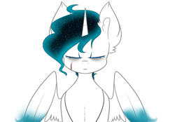 Size: 2065x1440 | Tagged: safe, artist:despotshy, oc, oc only, oc:gitara, alicorn, pony, alicorn oc, colored wings, eyes closed, female, mare, multicolored wings, scar, simple background, solo, transparent background