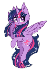 Size: 1609x2327 | Tagged: safe, artist:cloud-drawings, twilight sparkle, twilight sparkle (alicorn), alicorn, pony, blushing, chibi, cute, female, fluffy, looking at you, mare, simple background, smiling, solo, transparent background, twiabetes