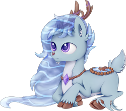 Size: 1714x1513 | Tagged: safe, artist:thebowtieone, oc, oc only, oc:bleak hazel, original species, pond pony, antlers, prone, simple background, solo, transparent background