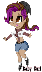 Size: 1024x1731 | Tagged: safe, artist:xxmissteaxx, oc, oc only, oc:symphony diamond, human, belly button, brown eyes, clothes, female, hat, humanized, humanized oc, midriff, scarf, short shirt, simple background, solo, transparent background