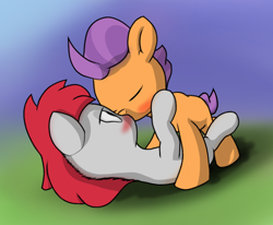 Size: 946x778 | Tagged: safe, artist:foal, tender taps, train tracks (character), pony, colt, foal, foal romance, gay, kissing, male, shipping, tendertracks