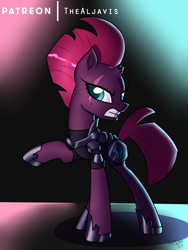 Size: 1200x1600 | Tagged: safe, artist:thealjavis, tempest shadow, pony, my little pony: the movie, broken horn, raised hoof, solo