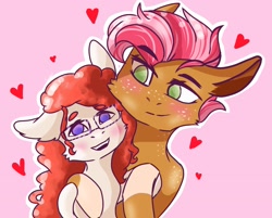 Size: 3081x2480 | Tagged: safe, artist:artfestation, babs seed, twist, earth pony, pony, babstwist, female, glasses, heart, lesbian, shipping