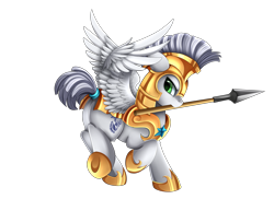 Size: 4094x2975 | Tagged: safe, artist:pridark, oc, oc only, pegasus, pony, armor, commission, female, guardsmare, looking at you, mare, marine corps, royal guard, semper fi, solo, spear, unamused, weapon
