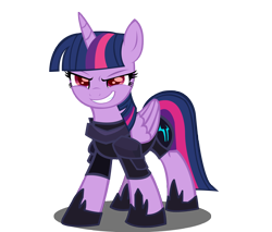 Size: 2168x1843 | Tagged: safe, artist:trungtranhaitrung, twilight sparkle, twilight sparkle (alicorn), alicorn, pony, my little pony: the movie, art trade, cute, evil, evil grin, evil twilight, fallen hero, female, grin, mare, red eyes, smiling, solo, traitor sparkle, twiabetes, twilight is anakin