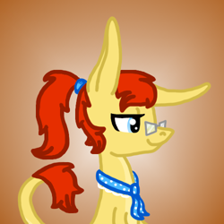 Size: 500x500 | Tagged: safe, artist:smannawarp, oc, oc only, oc:brooke, donkey, pony, donkeysona, female, floppy ears, glasses, hairband, kerchief, lidded eyes, necktie, ponytail, smiling, solo