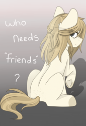 Size: 1024x1500 | Tagged: safe, artist:cinnamontee, oc, oc only, oc:tegan, earth pony, pony, angry, female, looking back, mare, sitting, solo, underhoof