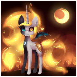 Size: 1024x1024 | Tagged: safe, artist:nutellaakanutella, daybreaker, nightmare moon, alicorn, pony, cute, female, fusion, heterochromia, looking at you, mare, smiling, solo