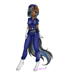 Size: 2500x2700 | Tagged: safe, artist:bunnywhiskerz, oc, oc only, oc:sapphire, anthro, anthro oc, clothes, police uniform, simple background, solo, transparent background, uniform