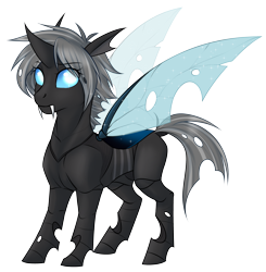 Size: 3271x3343 | Tagged: safe, artist:askbubblelee, oc, oc only, oc:imago, changeling, changeling oc, fangs, female, looking at you, simple background, solo, transparent background