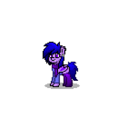 Size: 400x400 | Tagged: safe, oc, oc only, oc:amethyst night, bat pony, pony, clothes, fangs, piercing, pixel art, pony town, scarf, simple background, smiling, socks, transparent background