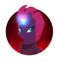 Size: 1937x2005 | Tagged: safe, artist:lolepopenon, tempest shadow, pony, unicorn, my little pony: the movie, broken horn, eye scar, female, glowing horn, horn, mare, scar, solo, sparking horn