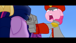 Size: 1920x1080 | Tagged: safe, artist:batonya12561, edit, edited screencap, screencap, pinkie pie, twilight sparkle, twilight sparkle (alicorn), alicorn, earth pony, pony, my little pony: the movie, commissar, warhammer (game), warhammer 40k