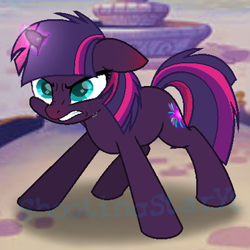 Size: 400x400 | Tagged: safe, artist:shootingstaryt, oc, oc only, oc:nebula spark, pony, unicorn, my little pony: the movie, base used, female, glowing horn, low res image, lowres, magical lesbian spawn, mare, next generation, offspring, parent:tempest shadow, parent:twilight sparkle, parents:tempestlight, solo, watermark