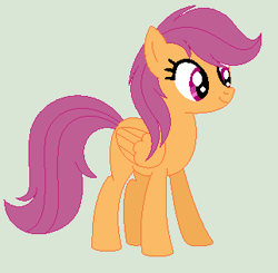 Size: 322x316 | Tagged: safe, artist:cutiesparkle, scootaloo, pony, base used, older, simple background, solo