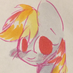 Size: 1024x1024 | Tagged: safe, artist:chelsie, artist:tridashie, pony, cute, paper, solo, traditional art