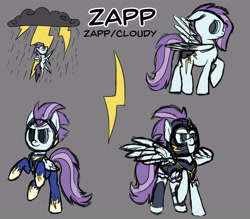 Size: 6336x5546 | Tagged: safe, artist:torusthescribe, idw, zapp, pegasus, pony, absurd resolution, armor, power ponies, reference sheet, simple background, solo