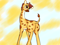 Size: 3112x2365 | Tagged: safe, artist:ashirenu, clementine, giraffe, fluttershy leans in, cute, looking back, plot, solo