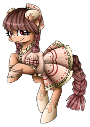 Size: 1024x1435 | Tagged: safe, artist:sk-ree, oc, oc only, oc:strawberry, earth pony, pony, clothes, dress, female, mare, simple background, solo, transparent background, watermark