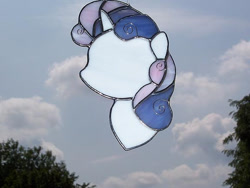 Size: 570x428 | Tagged: safe, artist:wistfulfantasy, sweetie belle, pony, unicorn, bust, craft, irl, photo, solo, stained glass, stained glass (irl)
