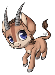 Size: 762x1048 | Tagged: safe, artist:ombraniwolf, oc, oc only, oc:uganda, antelope, giant sable antelope, animal in mlp form, chibi, cloven hooves, smiling