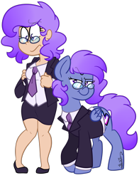 Size: 2701x3447 | Tagged: safe, artist:befishproductions, oc, oc only, oc:strutter, human, pegasus, pony, clothes, female, glasses, high res, human ponidox, humanized, mare, self ponidox, signature, suit