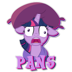 Size: 1700x1700 | Tagged: safe, artist:ljdamz1119, twilight sparkle, twilight sparkle (alicorn), alicorn, a health of information, caption, derplight sparkle, faic, female, floppy ears, mare, non stick pans, pillow, simple background, solo, transparent background, vector