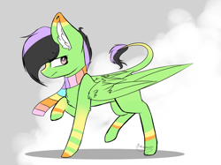 Size: 1905x1425 | Tagged: safe, artist:pinkdolphin147, oc, oc only, pegasus, pony, clothes, female, mare, raised hoof, scarf, solo