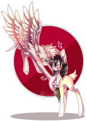 Size: 2842x3953 | Tagged: safe, artist:huirou, oc, oc only, oc:alpha dog, oc:cookie cream, pegasus, pony, unicorn, chest fluff, deer tail, glasses, high res, hug, male, stallion