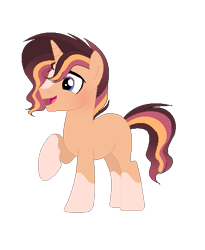 Size: 471x575 | Tagged: safe, artist:spectrumnightyt, oc, oc only, oc:solar light, pony, unicorn, blaze (coat marking), male, offspring, parent:starlight glimmer, parent:sunburst, parents:starburst, raised hoof, simple background, socks (coat marking), solo, stallion, transparent background