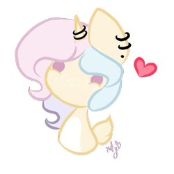 Size: 768x768 | Tagged: safe, artist:naty7913, oc, oc only, oc:pastel, pony, unicorn, chibi, deer tail, floating heart, heart, simple background, solo, transparent background