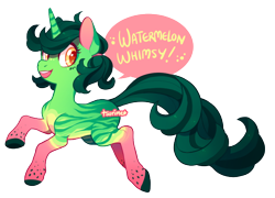 Size: 616x443 | Tagged: safe, artist:tsurime, oc, oc only, oc:watermelon whimsy, simple background, solo, transparent background