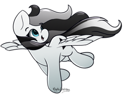 Size: 1024x811 | Tagged: safe, artist:mindlesssketching, oc, oc only, oc:tuuko, pegasus, pony, female, flying, mare, simple background, solo, transparent background