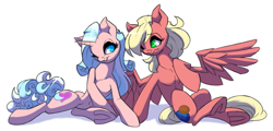 Size: 1600x770 | Tagged: safe, artist:raremaresam, oc, oc only, oc:artemis, oc:galaxy gallop, pegasus, pony, unicorn, couples, cute, female, holding hooves, lesbian, ocbetes