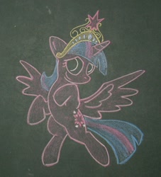 Size: 1544x1704 | Tagged: safe, artist:azdaracylius, ponerpics import, twilight sparkle, twilight sparkle (alicorn), alicorn, pony, big crown thingy, chalk drawing, element of magic, jewelry, regalia, solo, traditional art