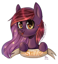 Size: 1177x1277 | Tagged: safe, artist:errorren, oc, oc only, oc:tanya, earth pony, pony, cute, female, mare, ocbetes, open mouth, smiling, solo, starry hair, ych result