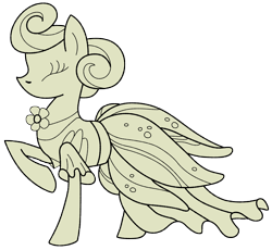 Size: 7600x7000 | Tagged: safe, artist:tardifice, earth pony, pony, forever filly, absurd resolution, clothes, dress, eyes closed, female, mare, morning sunshine tulip frock, raised hoof, simple background, sketch, transparent background, vector